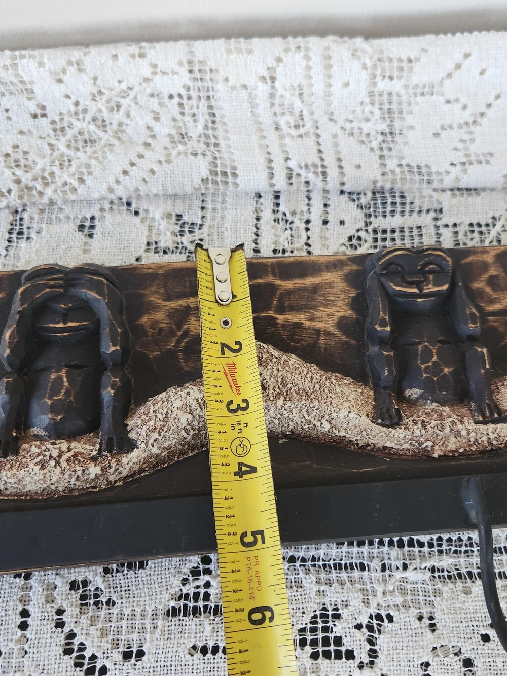Vintage Carved Wooden Wall Hook with Gold Accents